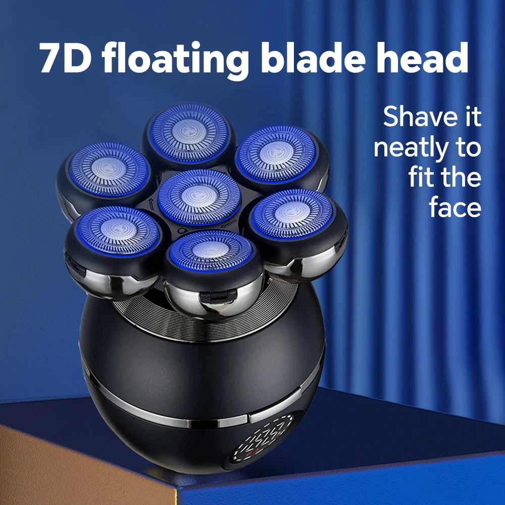 Customized Logo Men's Electric Shaver Black Rotary Bald Head Magnetic Shaver USB Power Waterproof Rechargeable Wireless Charging supplier