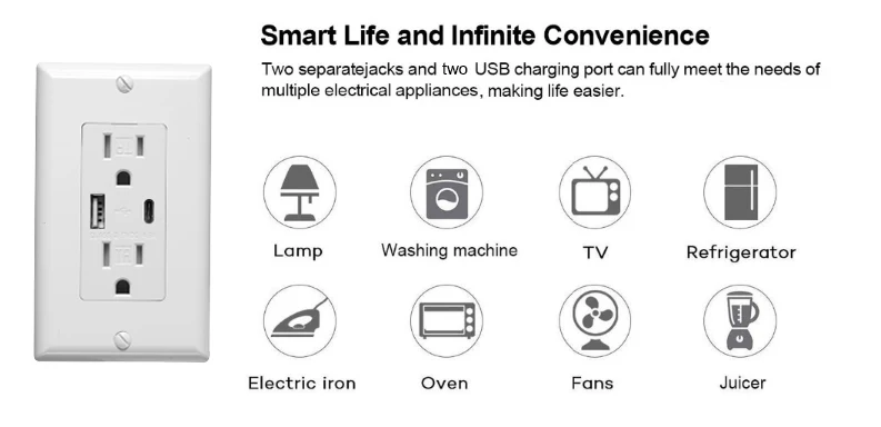 Best Seller Type a and Type C Wall Outlet USB C Wall Socket Electric Sockets and Switches