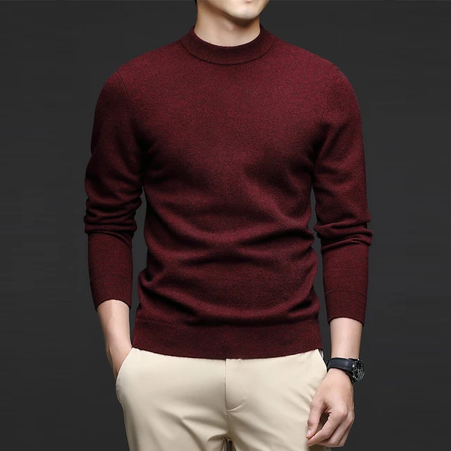 Good Selling Custom Logo Pullover Knit 100%wool Round Neck Knitted Sweater for Men