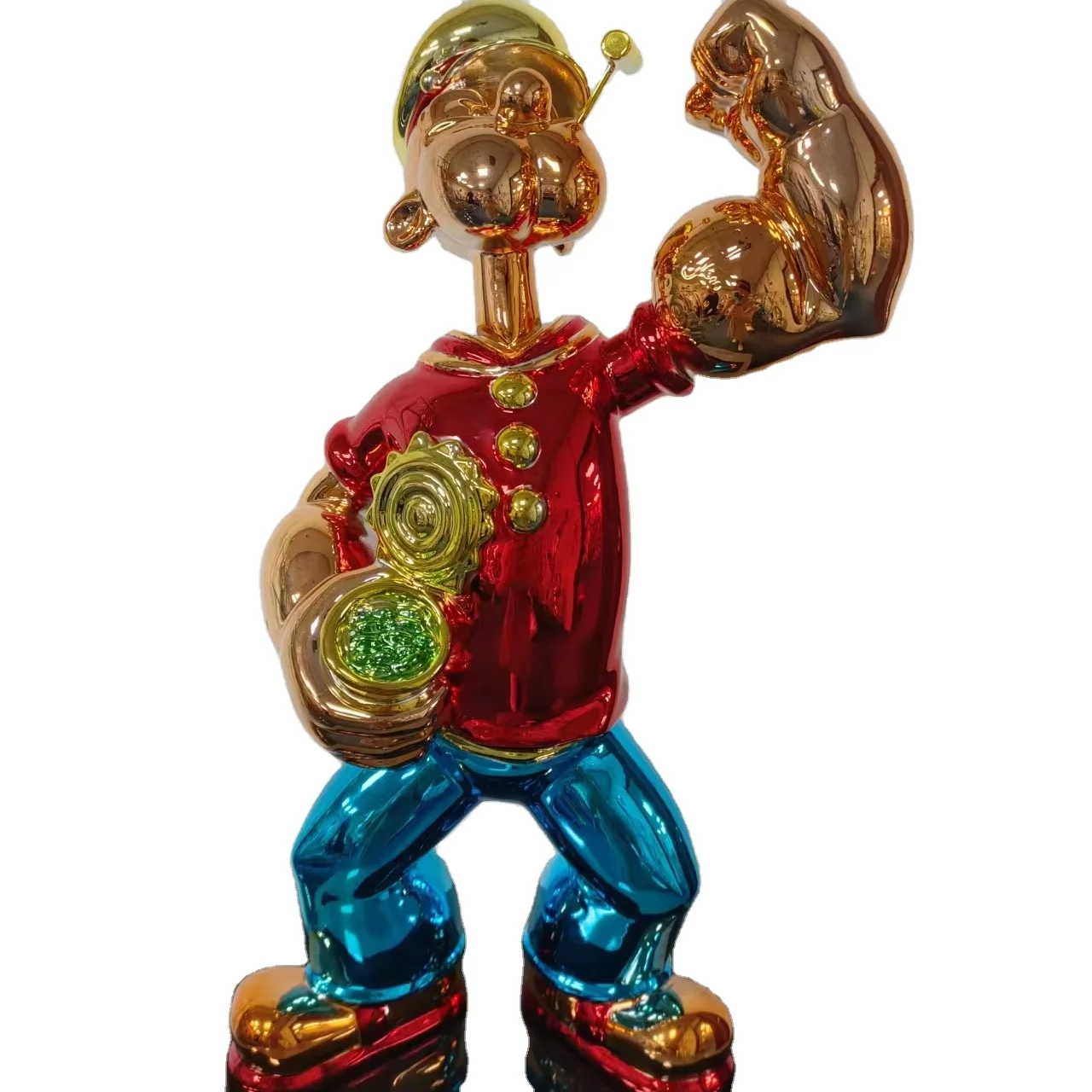 Wholesale Electroplating Custom Color Pop Art Sculpture  Decoration Popeye Statue Fiberglass Life Size Sculpture