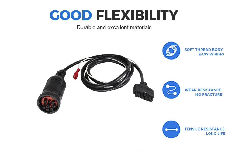 product molex 30 factory 22pin male j1939 9pin male plug connector obd2 obdii code reader eld cable-5