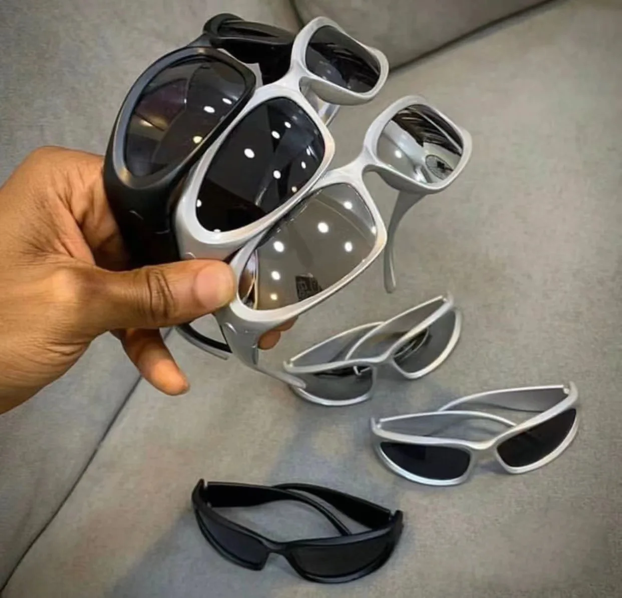 20896 New Punk Y2K Sunglasses Women Unique Sports Sun Glasses