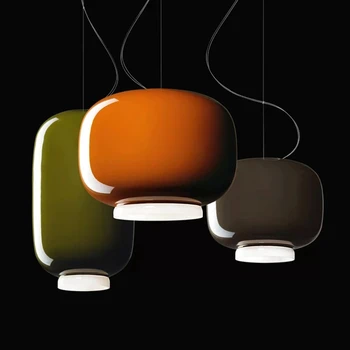 Green Orange Gray Glass Pendant Lamp For Dining Room Kitchen Shop Hanging Light Fixturs Cord Adjustable Modern E27 Bulb