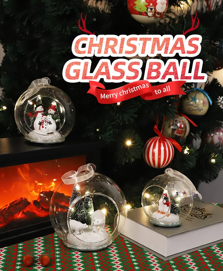 Hot Selling Xmas Decoration Christmas Glass Open Ball  Holiday Gift details