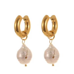 Women's Stainless Steel Drop Earrings Imitation Pearl Trendy Fashion Jewelry Wholesale