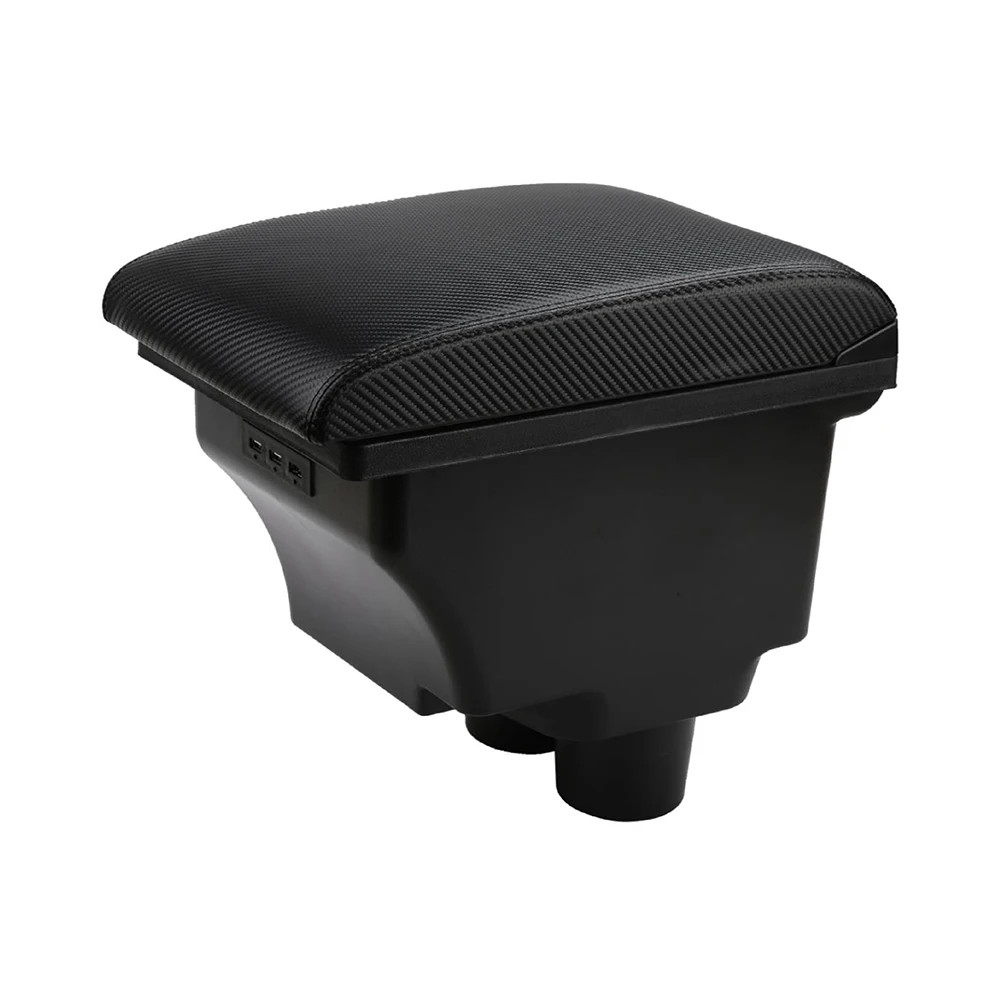 TIYPEOR Special All-Black Front Car Interior Parts Armrest Console Center Storage Box Cup Holder Ashtray with USB