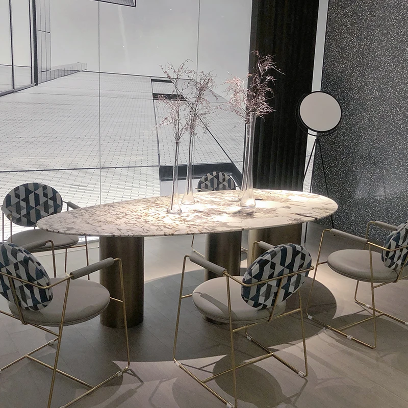 【大理石】楕円形ダイニングテーブル 高級大理石の楕円テーブル 大理石ダイニングテーブル ターン