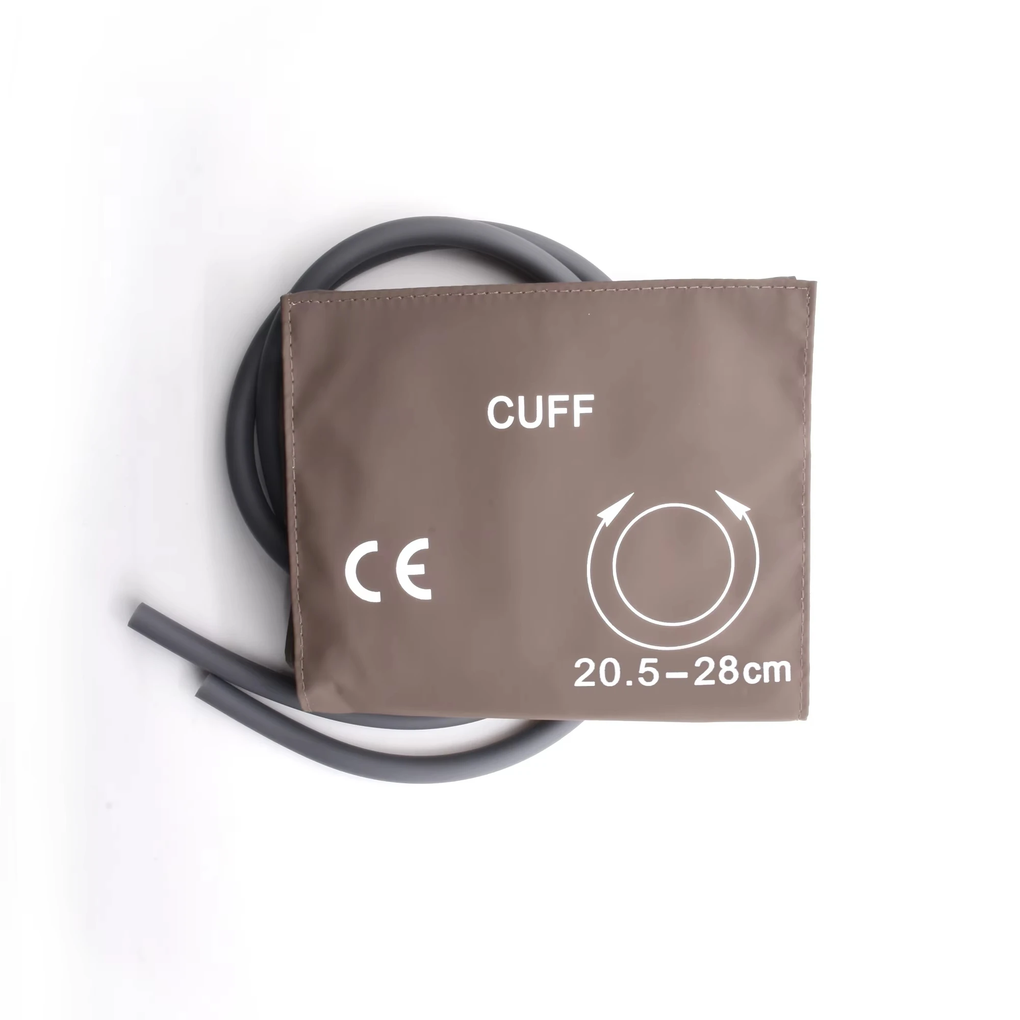 Reusable NIBP Cuff Small Adult Size Two Tubes 20.5-28cm Soft PU with TPU Bladder Brown Color BP Cuff Factory Supply
