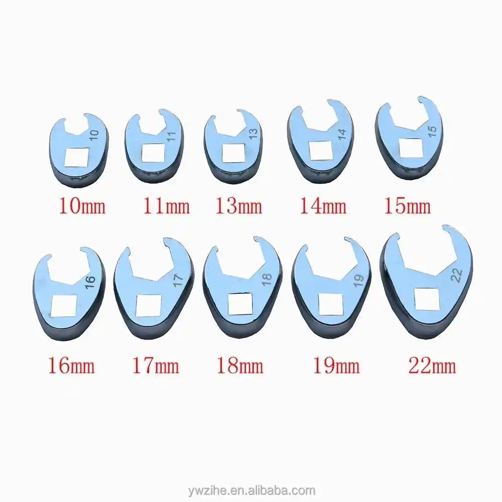 1022mm Flare Nut Crowfoot Line Hex Wrench Set 3/8' Drive Open End