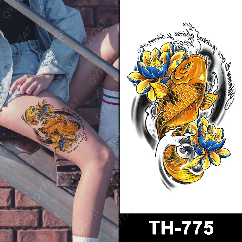 Washable Tribal Men Cool Temporary Tattoo Leg Sleeve