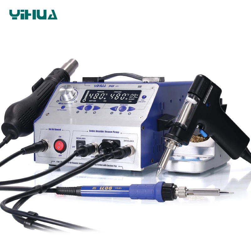 YIHUA 948-II 4 in 1 Desoldering Hot Air Gun Rework Soldering Iron Suction Tin Gun Pick up Pen Desoldering Soldering Station