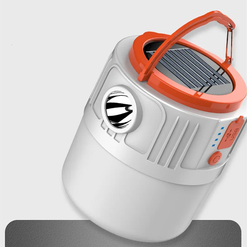 Light Portable Camping Led Solar Rechargeable Lantern Outdoor Emergency With Mobile Phone Charger 5 Modes Torch Lamp Flashlight