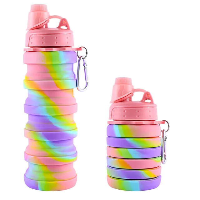 Factory Wholesale Reusable BPA Free Outdoor Foldable Silicone Collapsible Travel Water Bottle