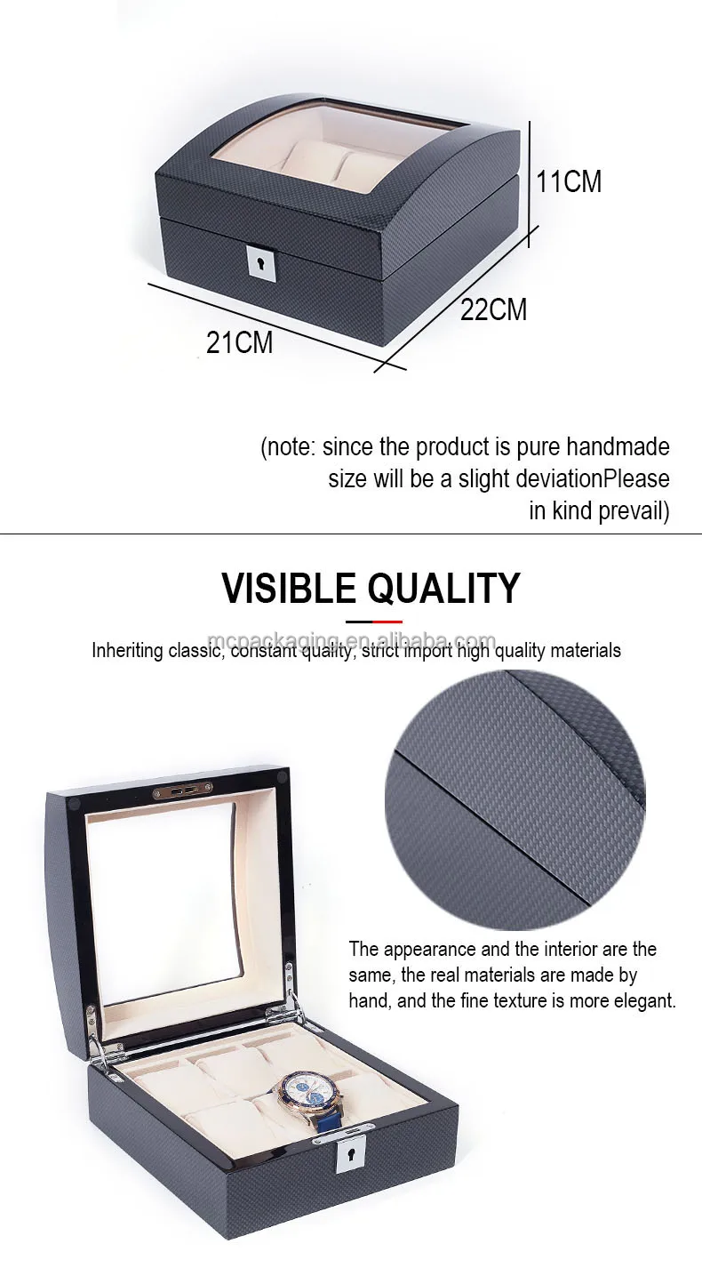 Watch box size and quality display