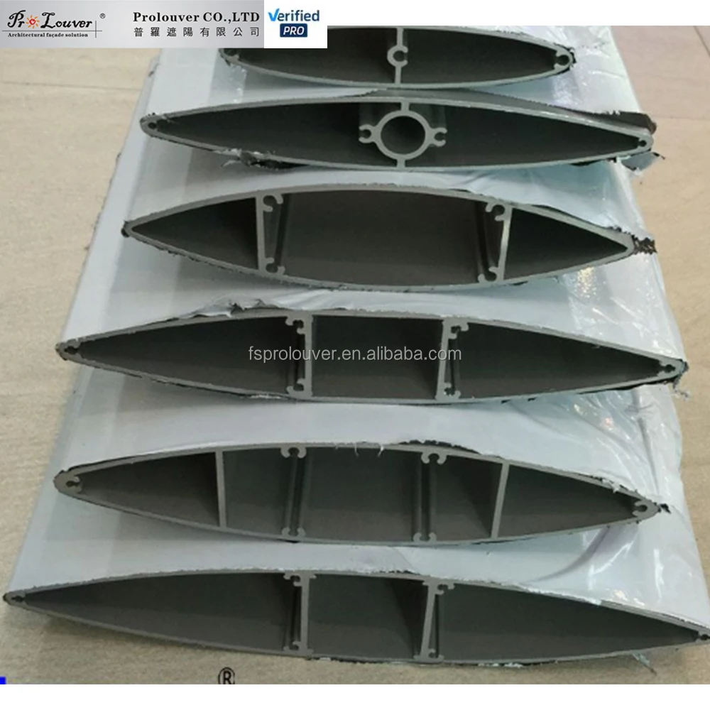 Horizontal Fixed sun louver Architectural Aerofoil profile aluminum louver for window sunshade