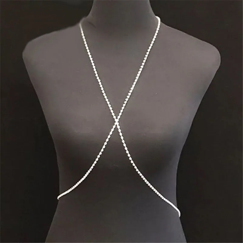 New Fashion Sexy Beach Bodychain Multi Layered Cross Nightclub Shiny