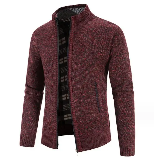 Men's Cardigan Knit Jacket With Stand Collar For Autumn Winter_voghion.com