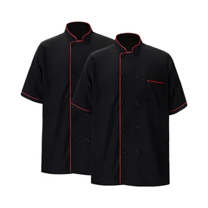2 Pack Unisex Silk Chef Coat Short Sleeve Chef Jacket Costume with Embossed Printing for Men Women China