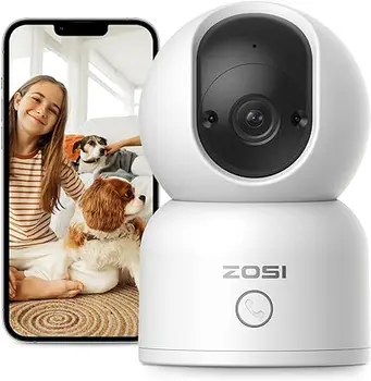 ZOSI Indoor Pan Tilt 2K Smart Security Camera 360 Degree Dual-Band WiFi  Home Camera with Night Vision for Baby Pet Monitoring