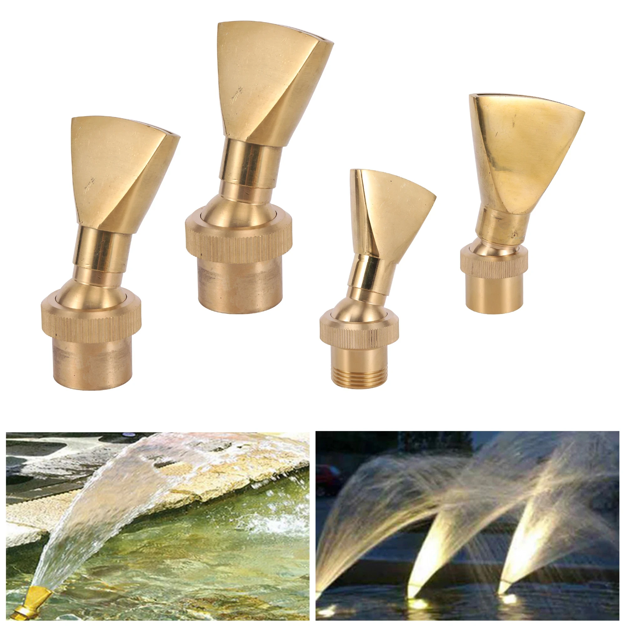 Adjustable Brass Fan Shaped Fountain Spray Head 1/2