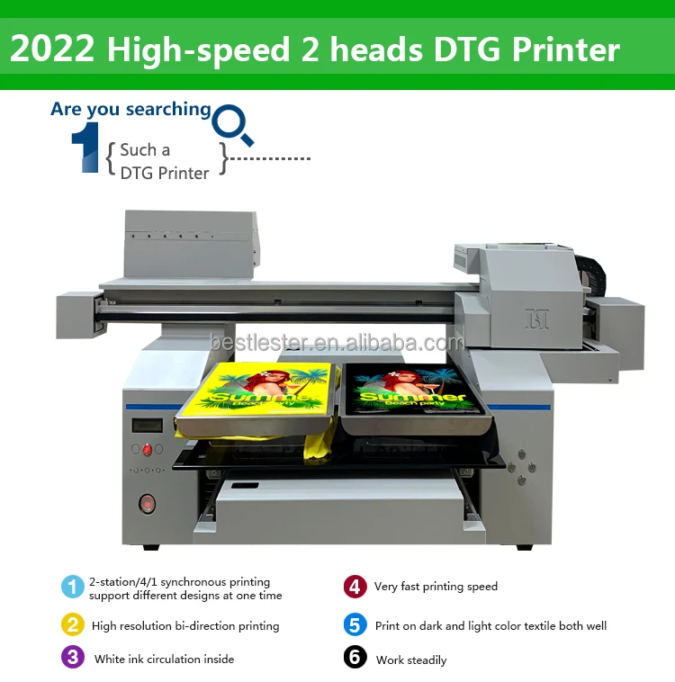 A1 6590 6090 High Speed 2 Print Heads DTG Direct to Garment Cotton