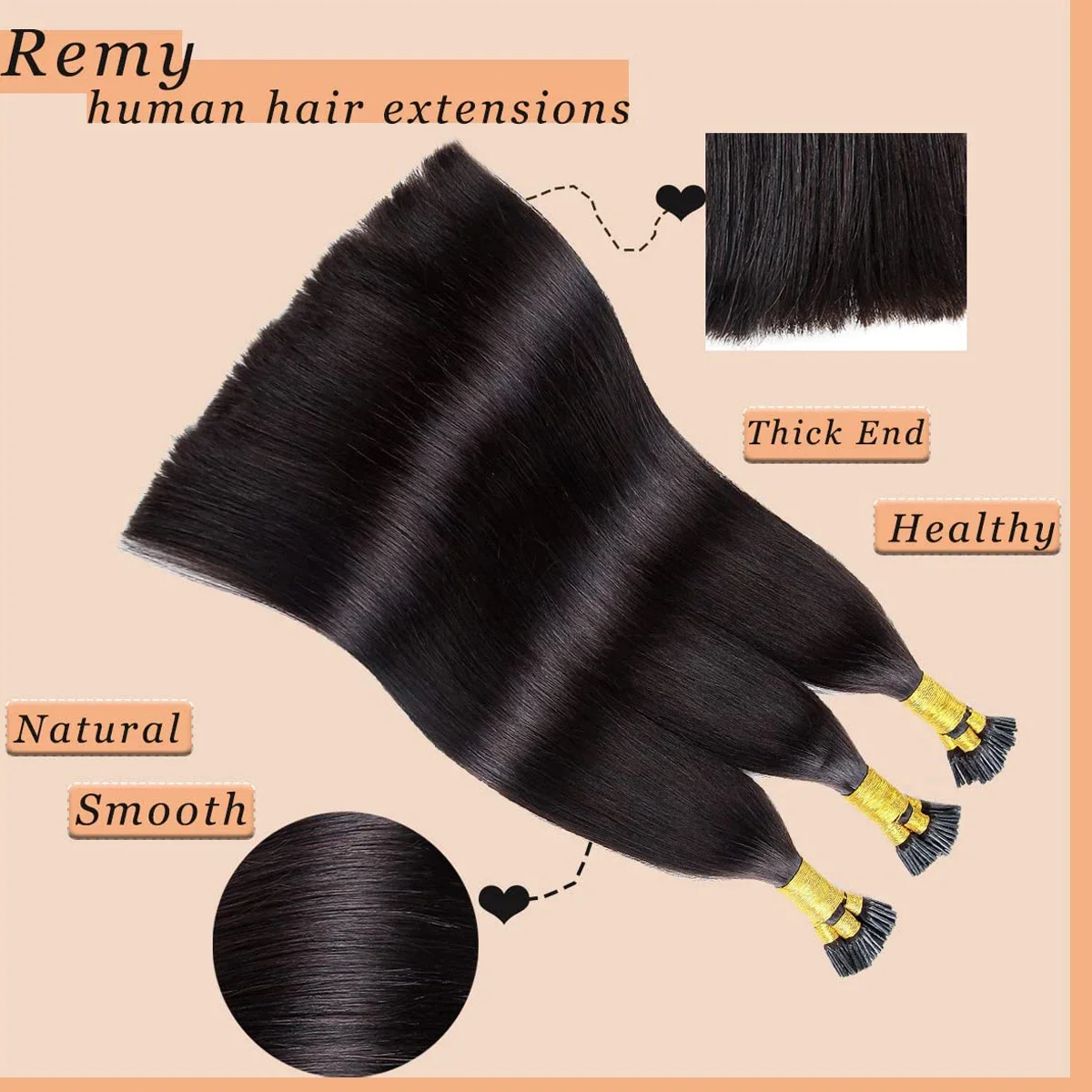 Glattes Echthaar, I-Tip-Extension, vorgebundene I-Tip-Haarverlängerung, natürliche Farbe, 100 % Remy-Haar, 16-26 Zoll_voghion.com
