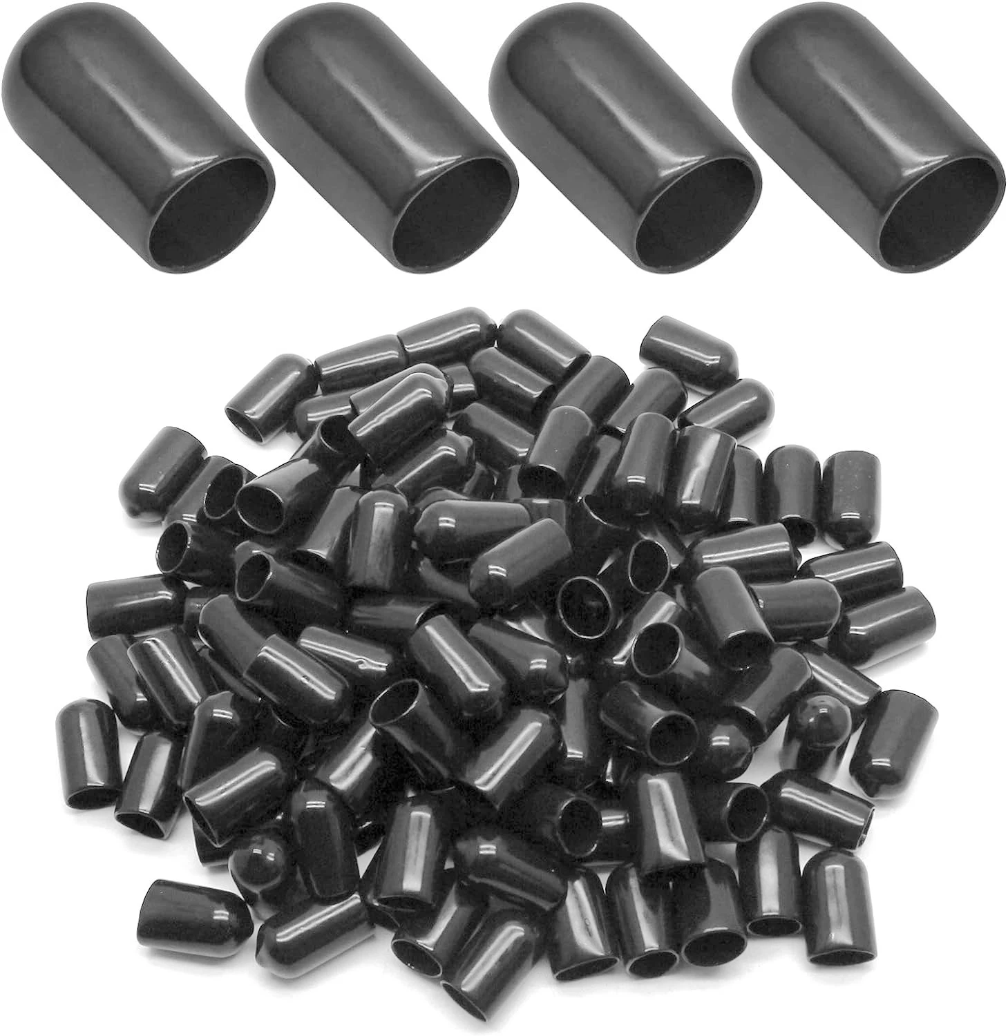 50 Capuchons En Caoutchouc Souple - 3 Mm (1/8") Diamètre Intérieur, Protection Pour Vis, Tubes, Pieds De Meuble
