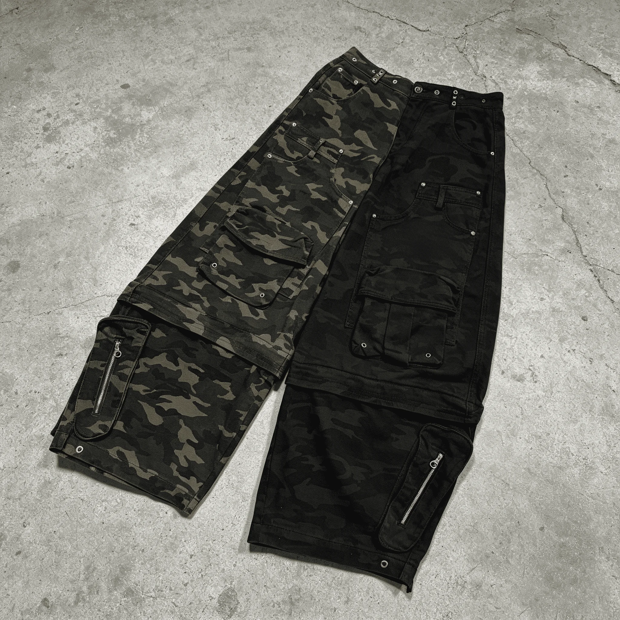 Custom Wholesale Men Baggy Camo Cargo Pants Streetwear Multi-Pocket Tactical Camouflage Trousers Wide Leg Hip Hop Pants gallery 6
