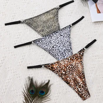 Leopard Lace For Women Low Waist Sexy Rhinestone Girl Bikini Underpants