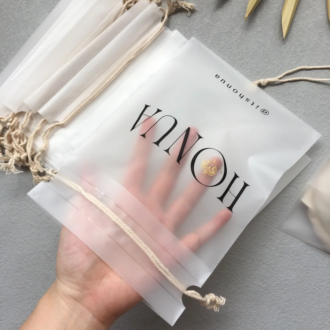 Wholesale Custom Printed Logo Waterproof Frosted Pvc Drawstring Pouch Plastic Packaging Pouch Bag