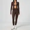 Brown/Pink Bra+Jacket+Leggings Set