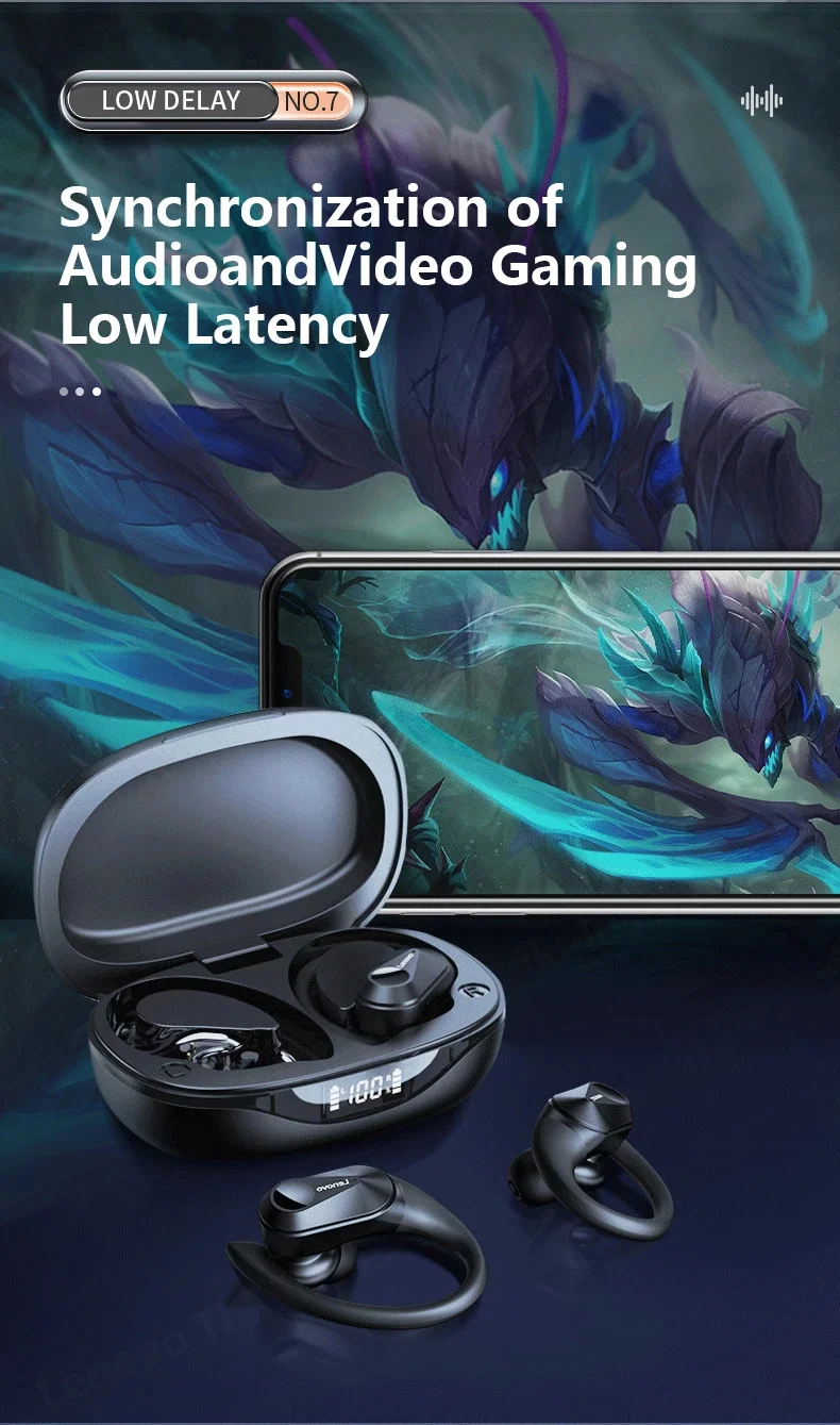Original Lenovo LP75 TWS Bluetooth 5.3 Headphones Wireless Music Earphones LED Digital Display Noise Reduction Game Earbuds