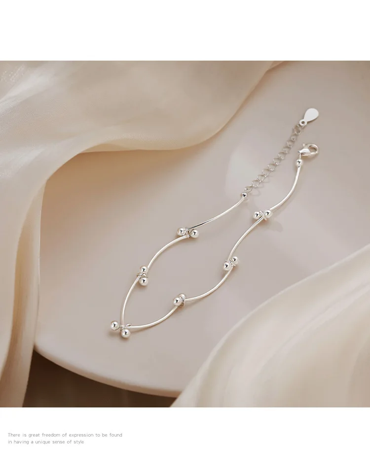 Elegant Silver Bracelet - Korean Style Fashion Knot Ball