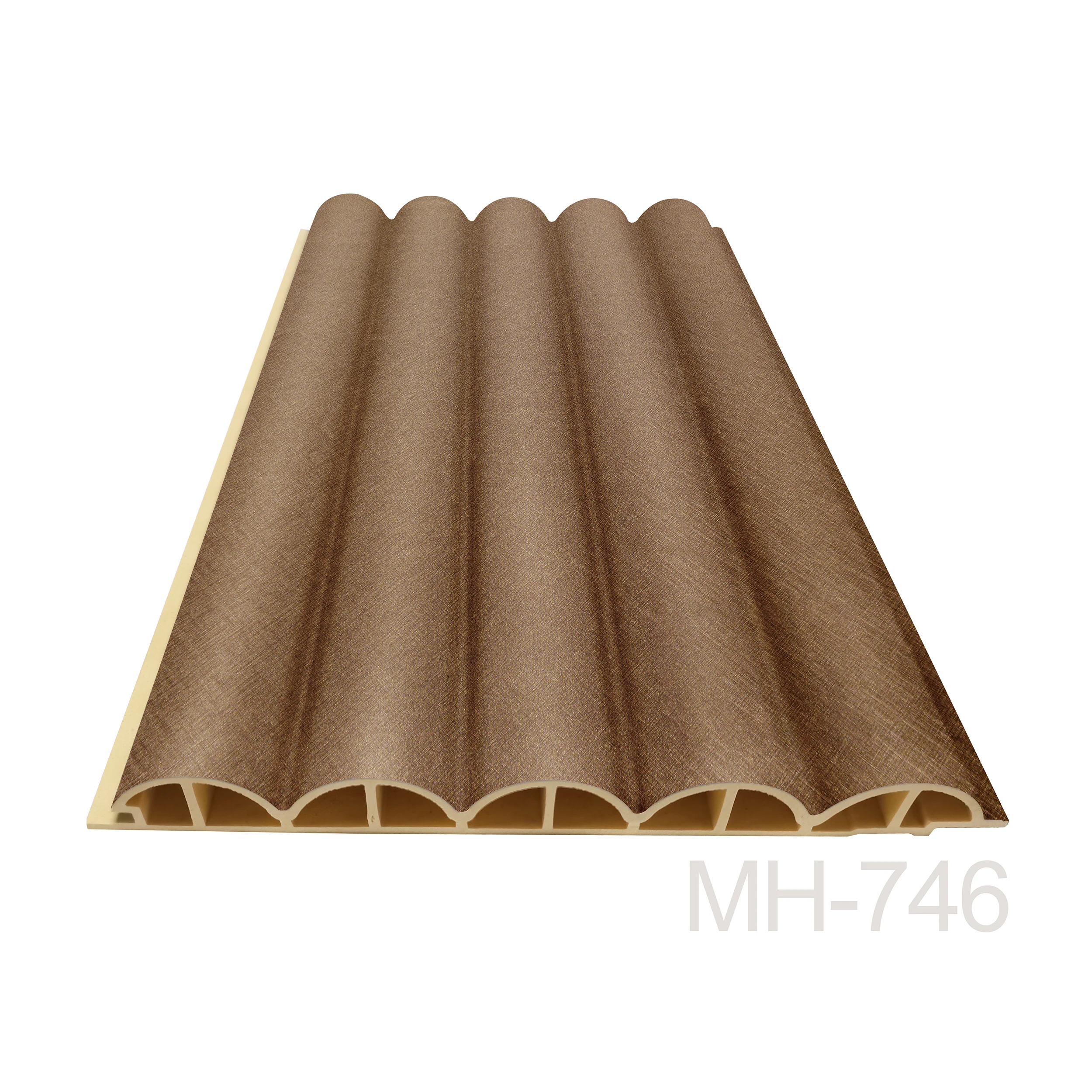 Latest Metal Color Interior Decoration WPC Bamboo Fiber Rounded Fluted Wallboard Metal Look Decor 3D Round Great Wall Panel