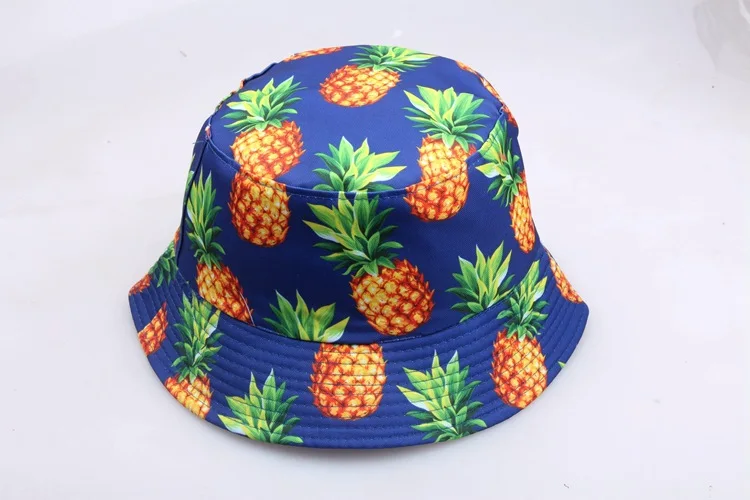 Wholesale High Quality Pineapple Print Folding Outdoor Sun Hat Designer Hat Fashion Pineapple ...