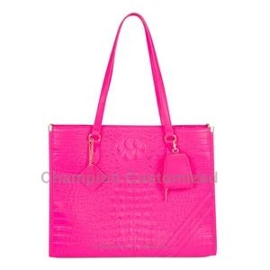 Custom Croc Embossed Leather Ladies Large Tote Bag Shoulder Shopper Handbag Purse for Women