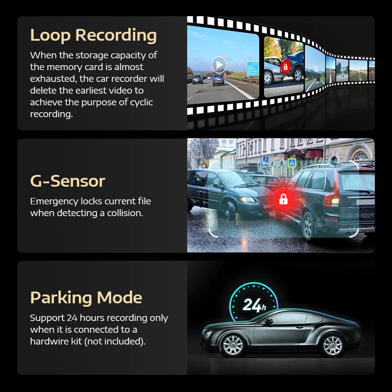 Arpha D22 3 Inch Touch Screen Car DVR Dual Lens HD 2K 1080P Dash Cam Video Recorder Camera New Car DVR Camera Dashcam