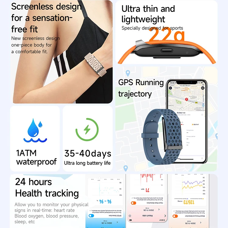 2025 New H59 No Screen Smart Bracelet Watch 1ATM Waterproof