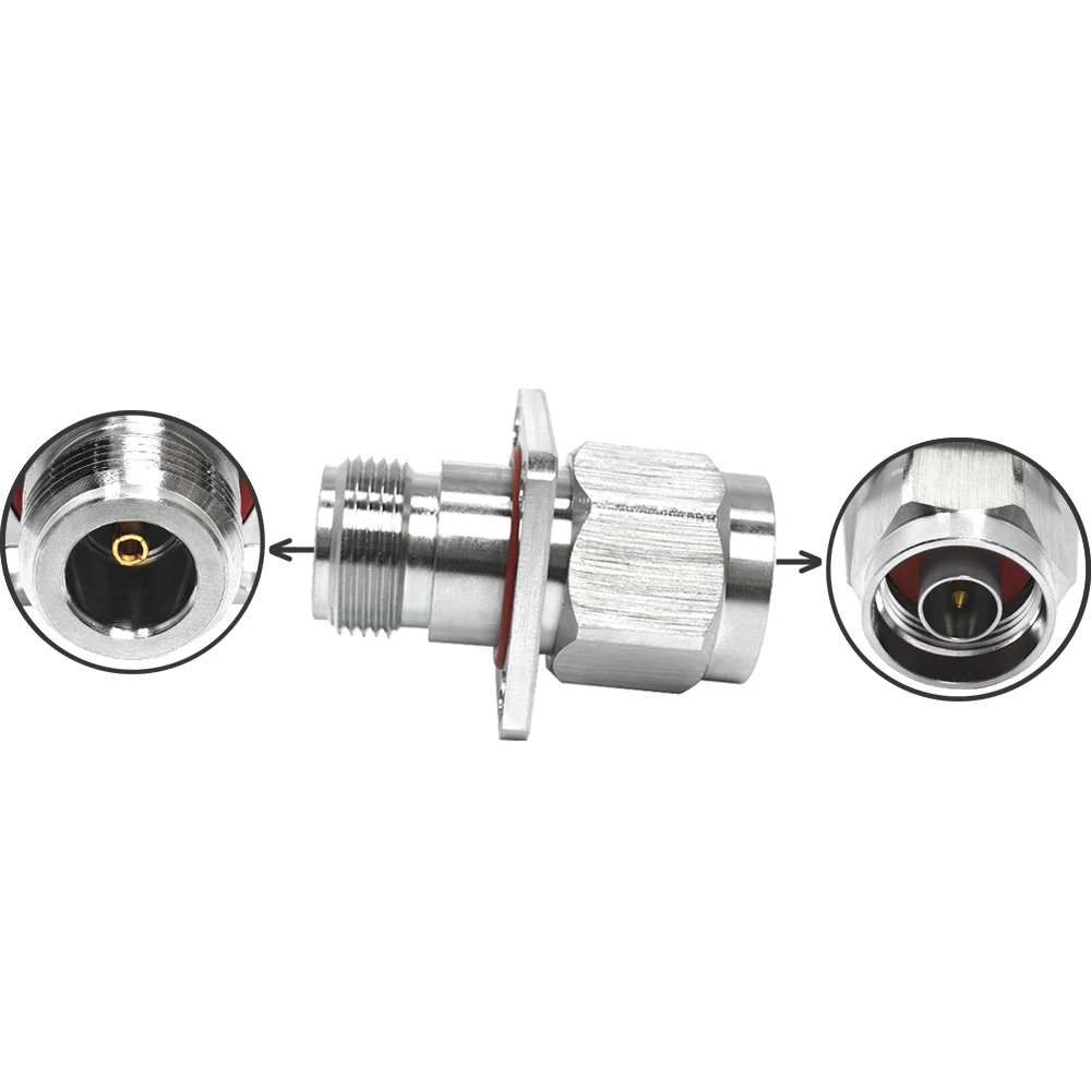 RF Coaxial Adapter Chassis Connector IP67 4 Hole N Male Plug to N Female Jack Waterproof Square Flange Panel Mount Adapter