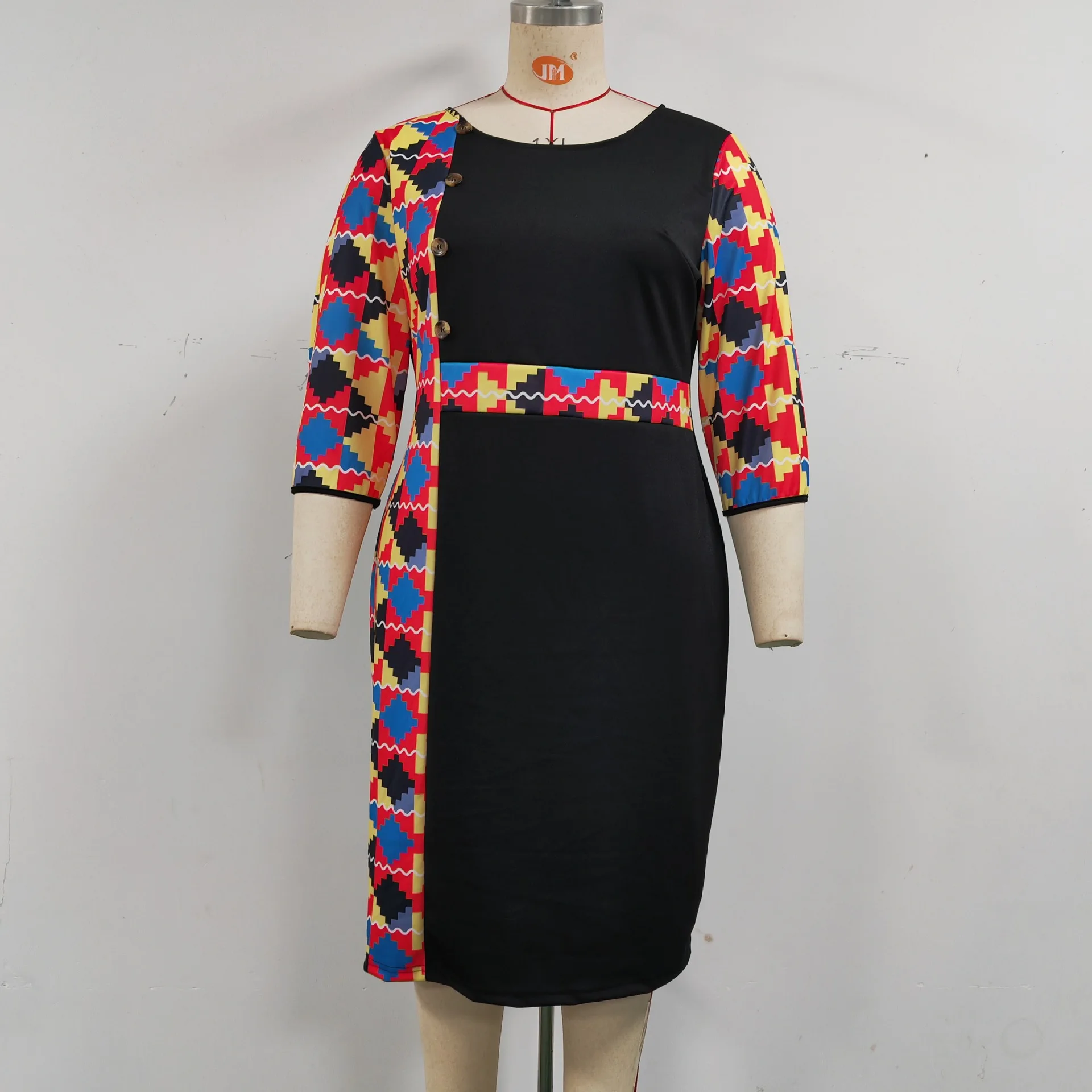 African Print Formal Midi Dress Empire Waist, Long Sleeve, Corduroy African Print Formal Midi Dress Empire Waist, Long Sleeve, Corduroy
