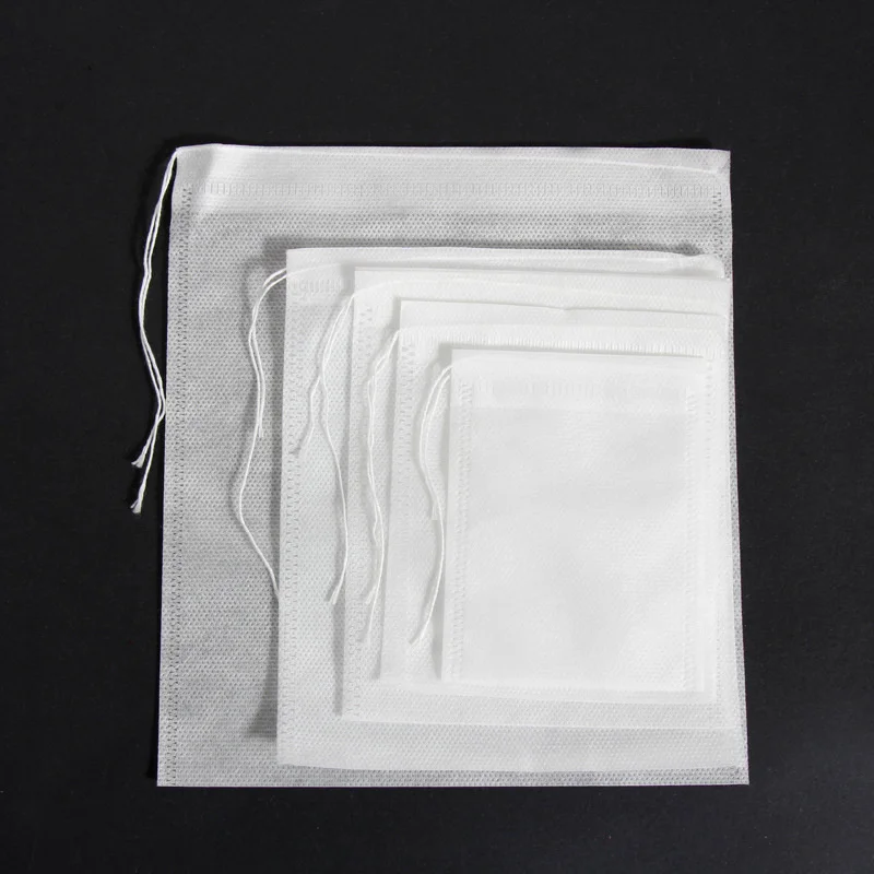 In Stock Biodegradable Tea Bags With Draw Strings Eco Non Woven Fabric