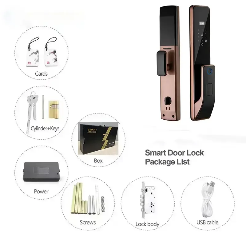 Smart Lock for Steel Doors Fingerprint WIFI App Aluminum Keyless Digital Door Handle Tuya Smart Lock Memory Card Cloud Data