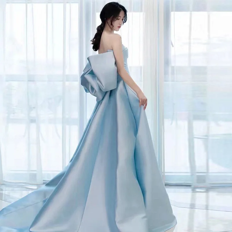 Shop Our S1626R Sky Blue Fantasy Satin Dress - Elegant & Luxe
