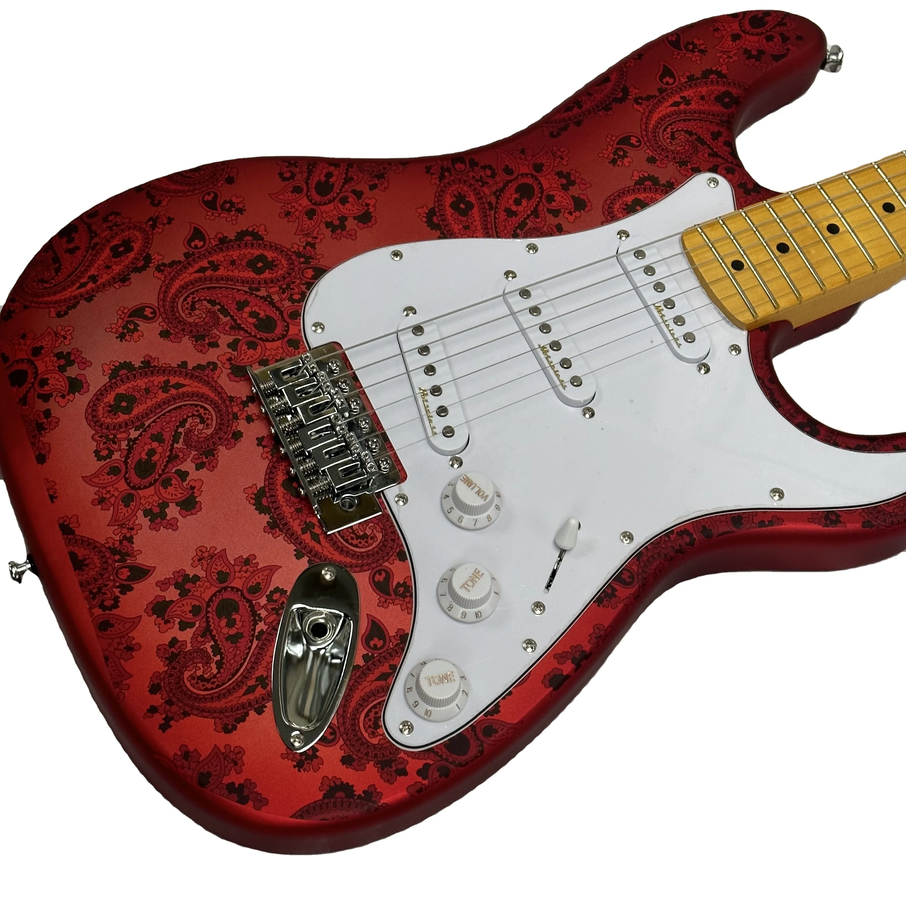 Custom Pink Red Paisley Electric Guitar, OEM/ODM Available