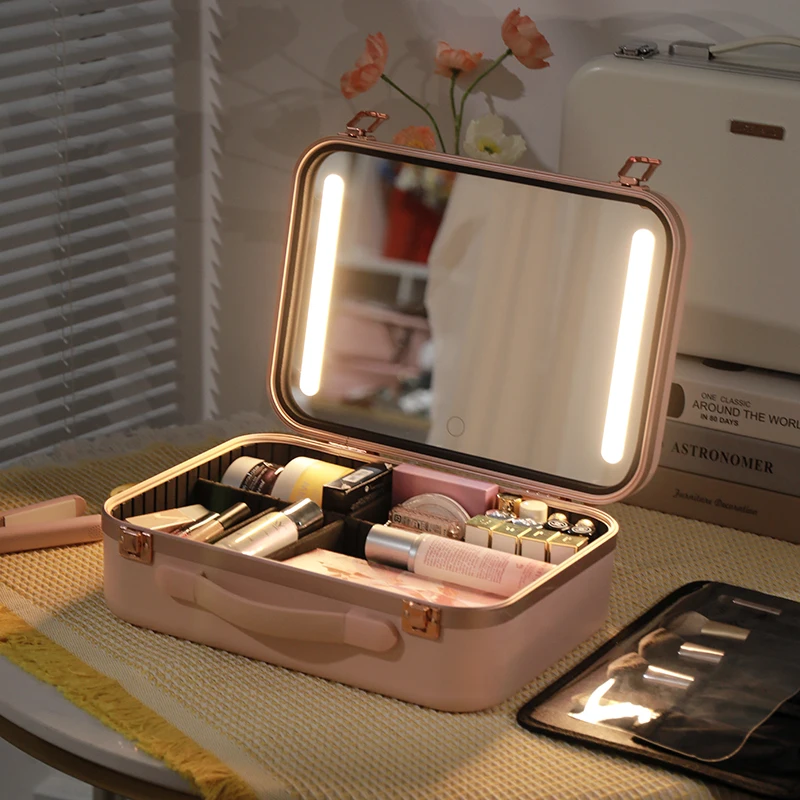 Source Makeup Case Led Mirror Cosmetic Bag Aluminum Travel Vanity Box With  Light on m.