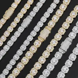 Cuban Link Chain Jewelry, Hip Hop Bracelet 925 Sterling Silver VVS Moissanite Tennis Chain Custom Real Diamond 5mm Necklace/