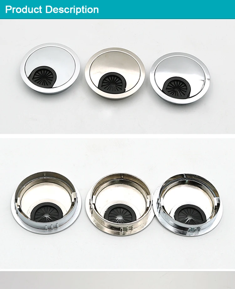 Black Wire Cable Grommet Box Aluminum Alloy Softclose Office Desk Cable