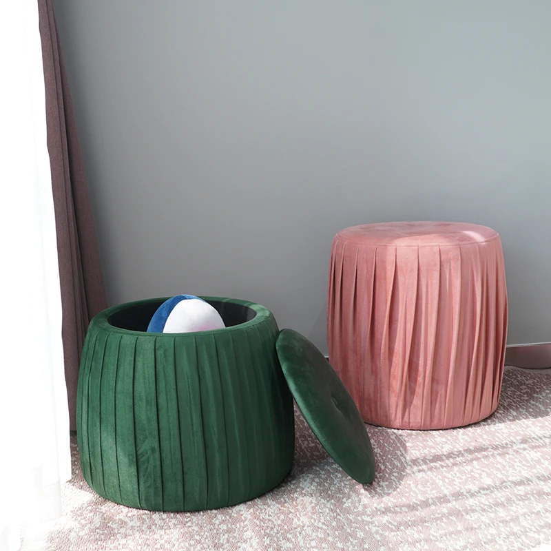 Customized Modern Low Stools New Design Ottoman Pouf Velvet Round Ottoman