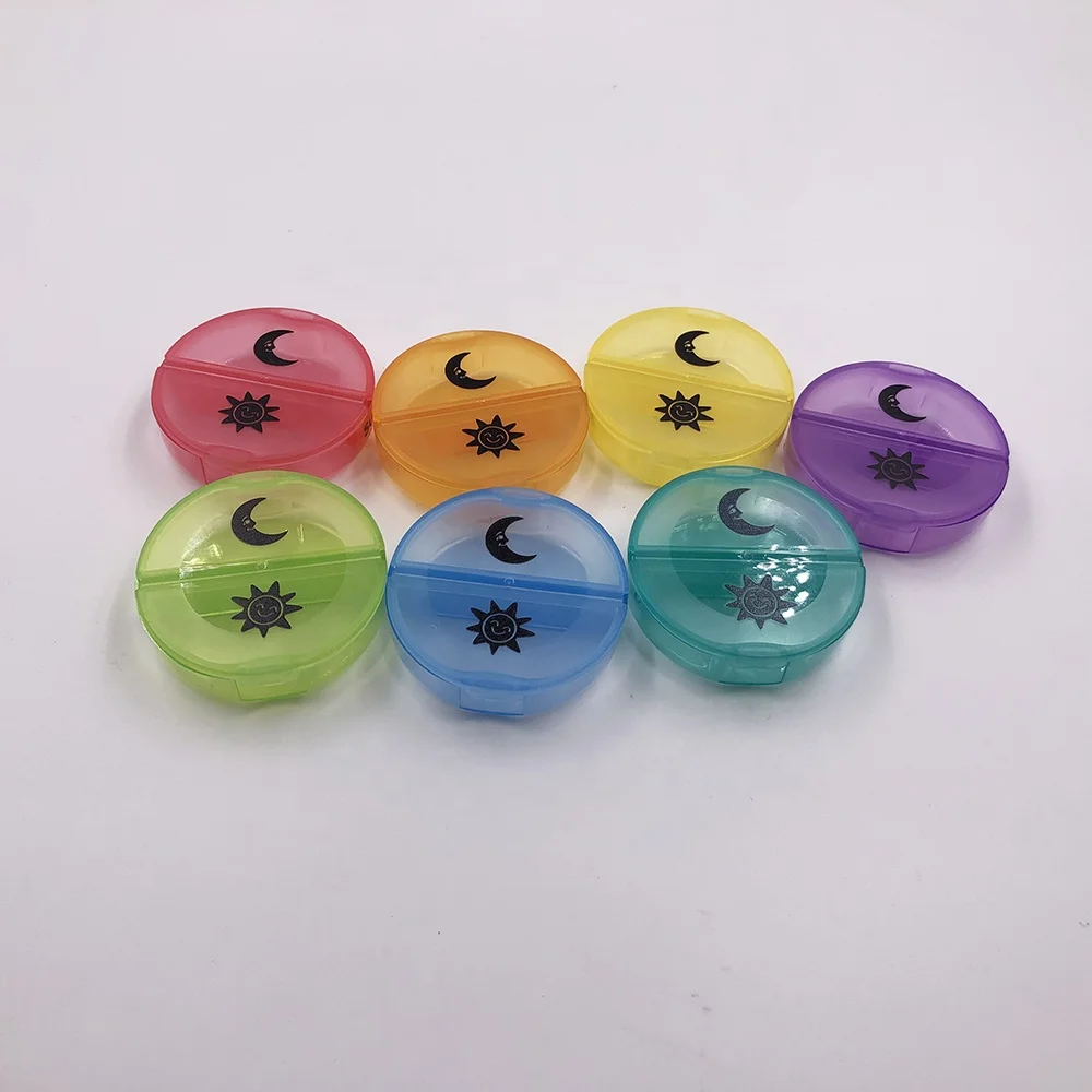 Органайзер для таблеток радужной круглой формы, 7 дней, 2 раза в день, большие ежедневные таблетки для таблеток/витаминов/рыбьего жира/добавок