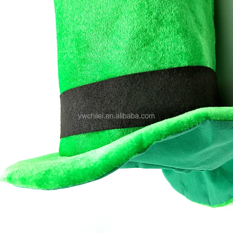 St Patricks Day Shamrock Green Velvet Top Hat for Men Women